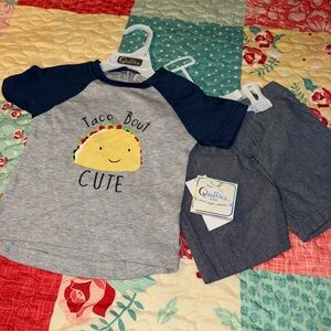 Quiltex Baby Boys Size 24 months New NWT Two Piece Set Taco ‘bout Cute